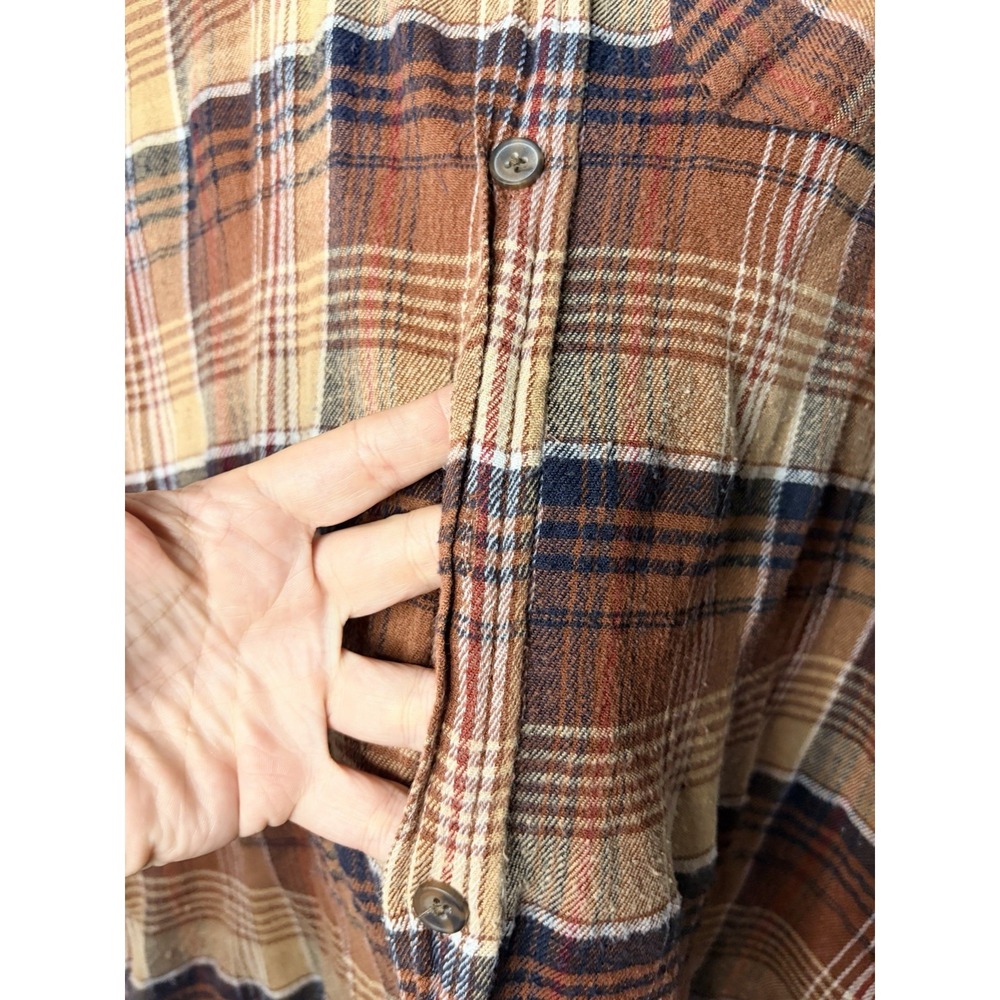 Vtg Stanley Plaid Workwear Shirt Mens Size Large Brown Long Sleeve Button Front - Picture 4 of 7